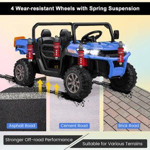 2-Seater Kids Ride On Dump Truck with Dump Bed and Shovel-Blue view 7