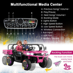 2-Seater Kids Ride On Dump Truck with Dump Bed and Shovel-Pink view 6