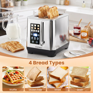 2 Slice Toaster with 6 Browning Levels and 4 Bread Types-Silver view 8