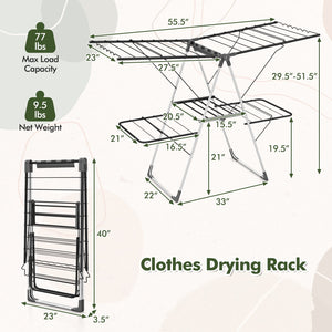 2-Tier Clothes Drying Rack with 33 Drying Rails and Height Adjustable Gullwings view 5