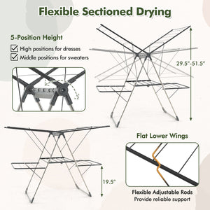 2-Tier Clothes Drying Rack with 33 Drying Rails and Height Adjustable Gullwings view 6