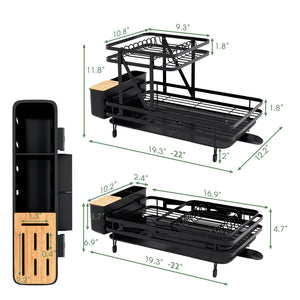 2-Tier Collapsible Dish Rack with Removable Drip Tray-Black view 5