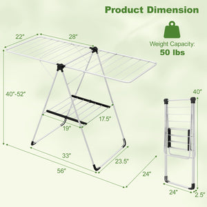 2-Tier Laundry Drying Rack Folding Cloth Rack with Aluminum Frame view 4