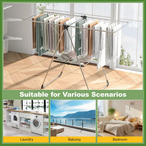 2-Tier Laundry Drying Rack Folding Cloth Rack with Aluminum Frame view 7