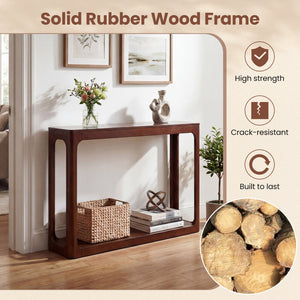 2-Tier Mid Century Wood Console Table with Storage Shelf-Brown view 7