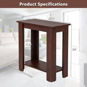 2-Tier Modern Compact End Table with Storage Shelf-Brown view 5