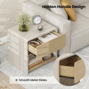 2-Tier Modern Style Nightstand with Drawer and Open Shelf-Oak view 9