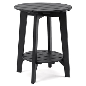 2-Tier Outdoor Eucalyptus Wood Side Table with Slatted Tabletop and Storage Shelf for Backyard-Black view 4