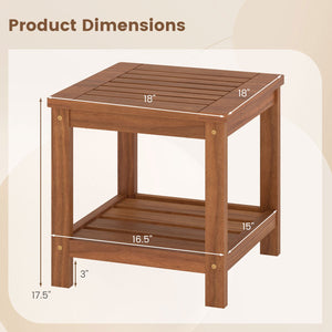 2-Tier Outdoor Side Table with Storage Shelf for Patio view 4