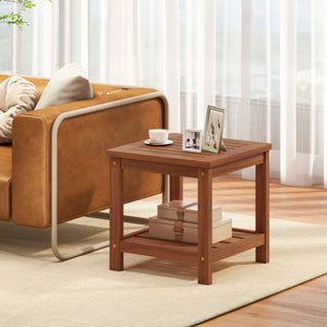 2-Tier Outdoor Side Table with Storage Shelf for Patio view 5