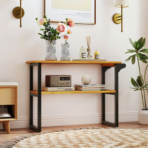 2-Tier Solid Teak Wood Bathroom Shelf with Towel Rack view 3