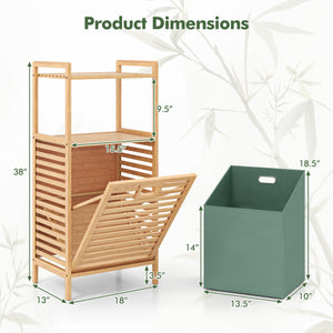 2-Tier Tilt out Laundry Hamper with Foldable and Removable Basket-Green view 5