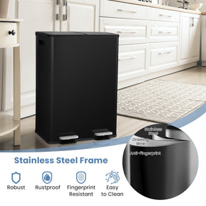 2 x 8 Gal Dual Compartment Trash Can-Black view 8