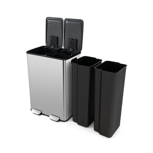 2 x 8 Gal Dual Compartment Trash Can-Silver view 4
