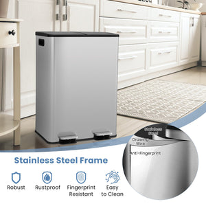 2 x 8 Gal Dual Compartment Trash Can-Silver view 8