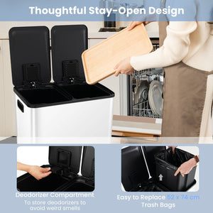 2 x 8 Gal Dual Compartment Trash Can-White view 9
