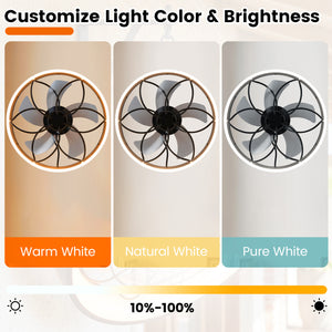 20” Celling Fan with Dimmable LED Light 6 Speeds and Timer-Black view 5