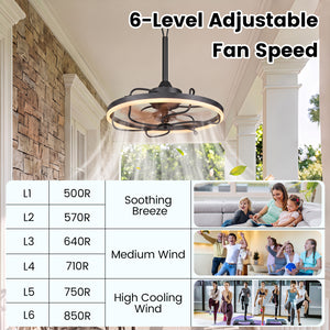 20” Celling Fan with Dimmable LED Light 6 Speeds and Timer-Black view 6