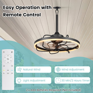20” Celling Fan with Dimmable LED Light 6 Speeds and Timer-Black view 7
