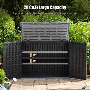 20 Cu.Ft Horizontal Resin Storage Shed with Adjustable Shelf-Black view 7