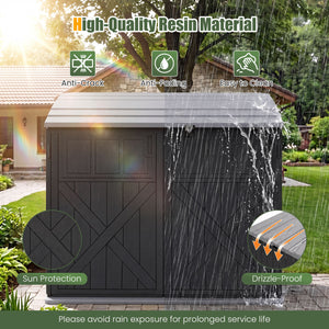 20 Cu.Ft Horizontal Resin Storage Shed with Adjustable Shelf-Black view 9