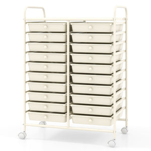 20 Drawers Rolling Storage Cart Studio Organizer-Beige view 4