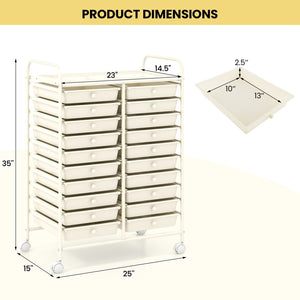 20 Drawers Rolling Storage Cart Studio Organizer-Beige view 5