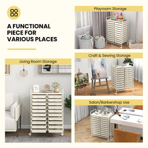 20 Drawers Rolling Storage Cart Studio Organizer-Beige view 6