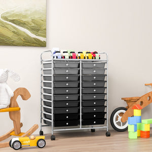20 Drawers Rolling Storage Cart Studio Organizer-Black & Gray view 2