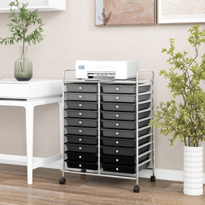 20 Drawers Rolling Storage Cart Studio Organizer-Black & Gray view 3