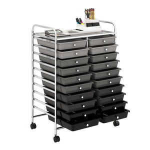 20 Drawers Rolling Storage Cart Studio Organizer-Black & Gray view 4