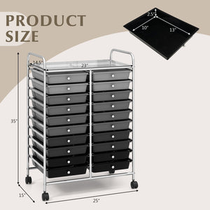 20 Drawers Rolling Storage Cart Studio Organizer-Black & Gray view 5