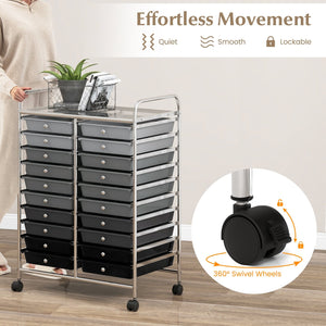 20 Drawers Rolling Storage Cart Studio Organizer-Black & Gray view 7