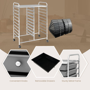 20 Drawers Rolling Storage Cart Studio Organizer-Black & Gray view 8