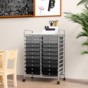 20 Drawers Rolling Storage Cart Studio Organizer-Black & Gray view 9
