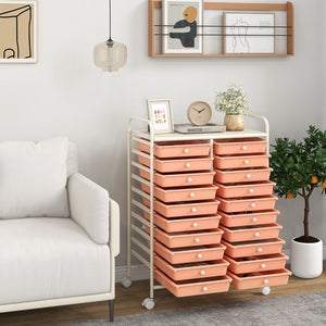 20 Drawers Rolling Storage Cart Studio Organizer-Peach view 2