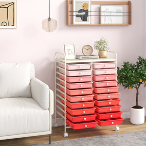 20 Drawers Rolling Storage Cart Studio Organizer-Gradient Pink view 2