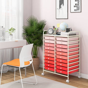 20 Drawers Rolling Storage Cart Studio Organizer-Gradient Pink view 3