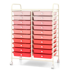 20 Drawers Rolling Storage Cart Studio Organizer-Gradient Pink view 4
