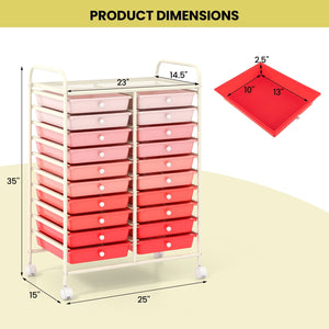 20 Drawers Rolling Storage Cart Studio Organizer-Gradient Pink view 5