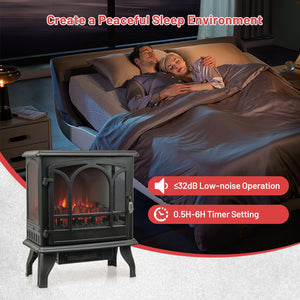 1400W Electric Stove Heater with 3-Level Flame Effect and 3-Sided View-Black view 9