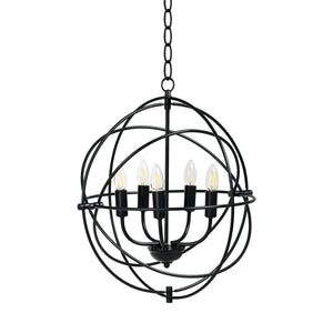 20 Inch 5 Lights Metal Chandelier with Pivoting Interlocking Rings view 4