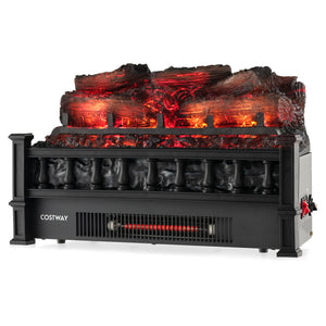 20 Inch Electric Fireplace Heater with Realistic Pinewood Ember Bed-Black view 4