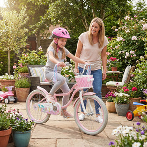 20 Inch Kids Bike Adjustable with Basket and Streamers Pink - Princess of the Sea Theme view 2