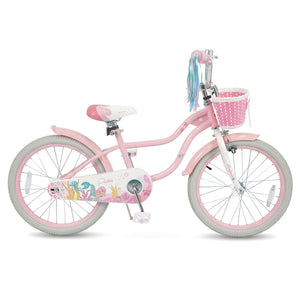 20 Inch Kids Bike Adjustable with Basket and Streamers Pink - Princess of the Sea Theme view 4