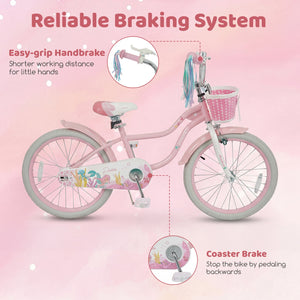 20 Inch Kids Bike Adjustable with Basket and Streamers Pink - Princess of the Sea Theme view 7