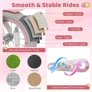 20 Inch Kids Bike Adjustable with Basket and Streamers Pink - Princess of the Sea Theme view 9