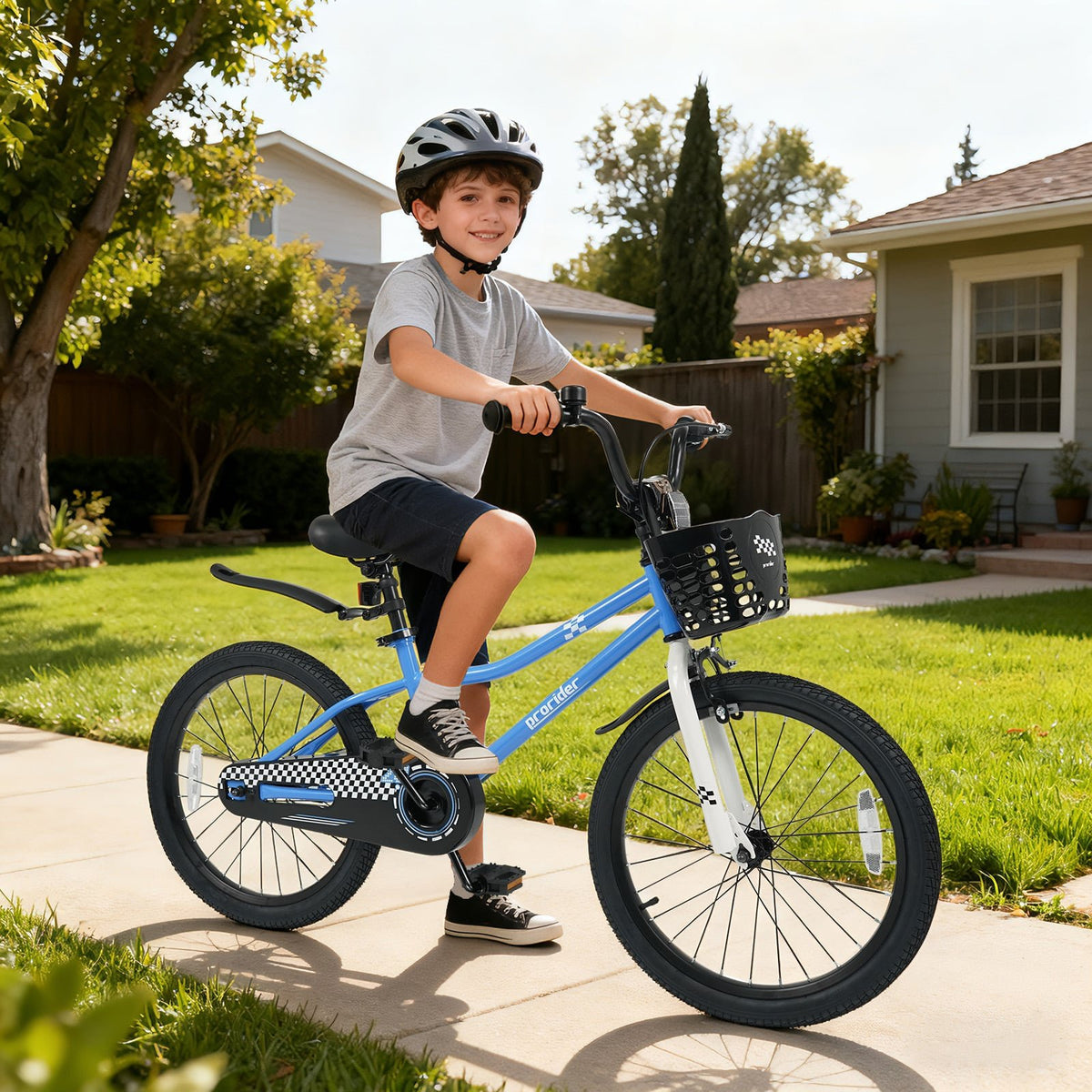 20 Inch Kids Bike Adjustable with Kickstand and Storage Basket for Aged 8+ Years-Navy view 2