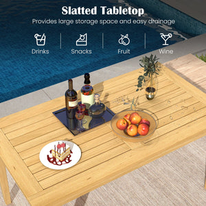 20 Inch x 35.5 Inch Outdoor Teak Wood Coffee Table with Slatted Tabletop for Balcony view 7