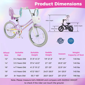 20 Inch Girls Bike Kids Bicycle with Doll Seat and Streamers for 8+ Years Old view 4